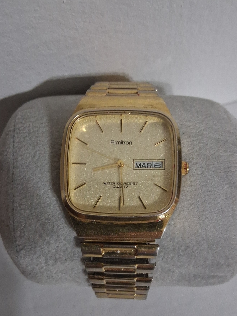 Armitron Gold-Tone Men’s Square Dial Watch with Day-Date